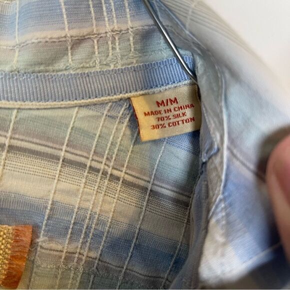 Tommy Bahama Blue-White-Gray Striped Short Sleeve Shirt in Size Medium - Picture 3 of 6